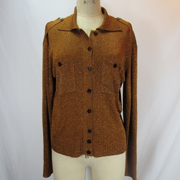 Dana Buchman Sweaters - Dana Buchman Metallic Glitter Button Down Cardigan